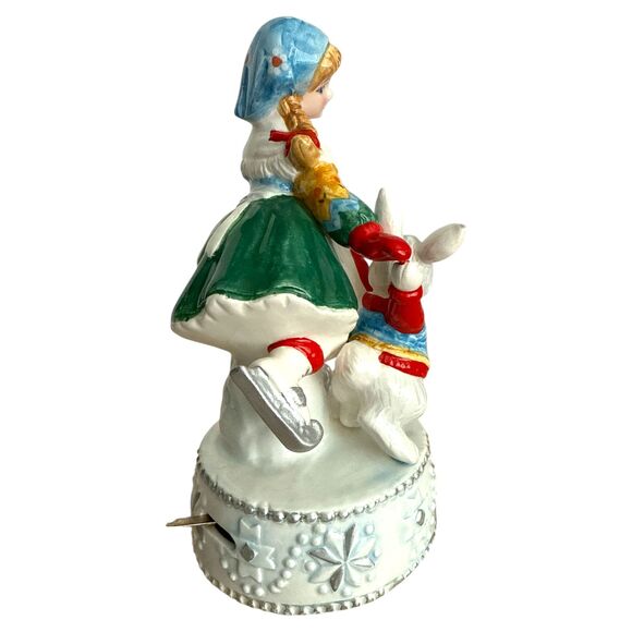 Schmid Music Box You’ve Got a Friend Girl & Rabbit Figurine Sri Lanka 7" - Picture 6 of 10